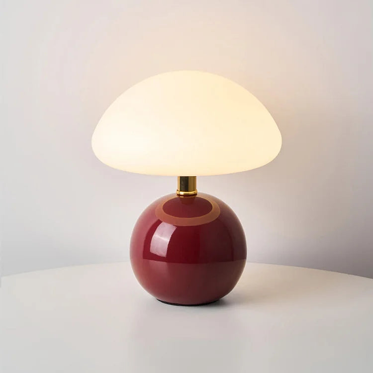 Ceramic Base Bedside Lamp with Mushroom Shade