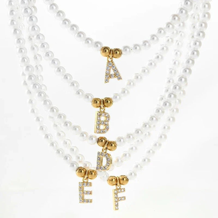 Kalsten | Classy Pearl Dainty Initial Letter Necklace
