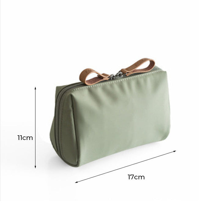 Solid color cosmetic bag with double zipper | Kalsten