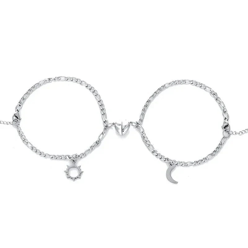 Kalsten | Couples Magnetic Heart Sun & Moon Bracelet Set