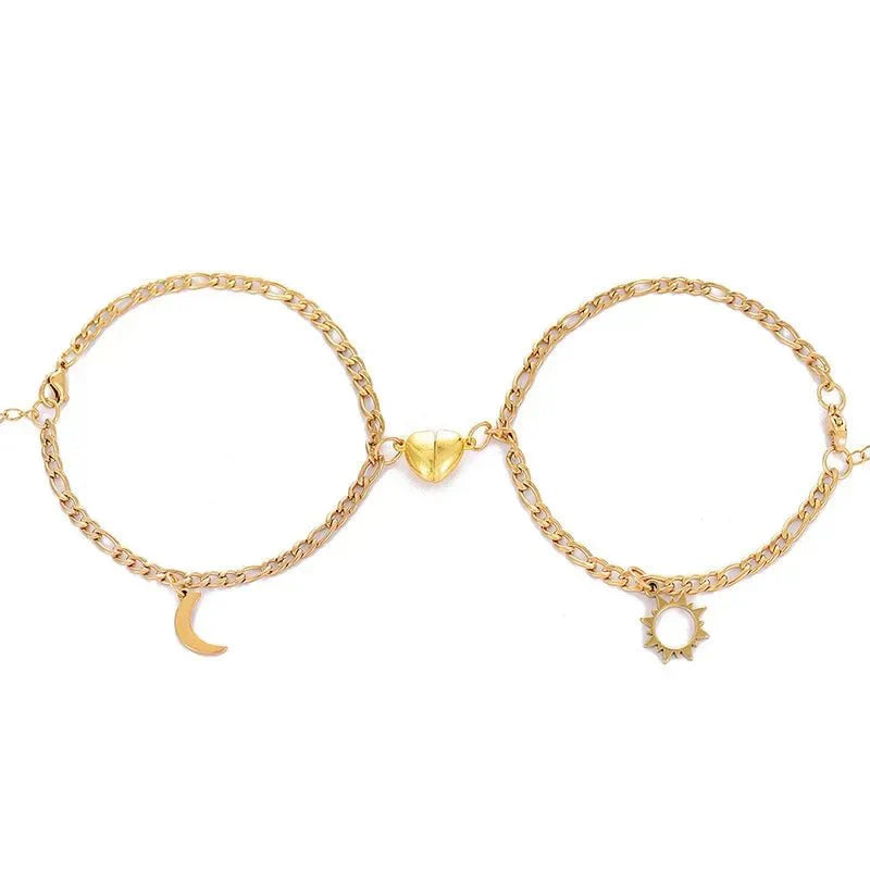 Kalsten | Couples Magnetic Heart Sun & Moon Bracelet Set