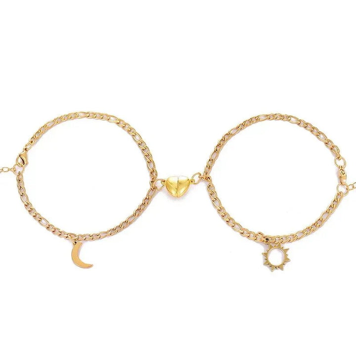 Kalsten | Couples Magnetic Heart Sun & Moon Bracelet Set