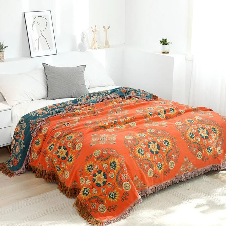 Kalsten | COZY LUXE COTTON BLANKET – Elegant Boho Jacquard Sofa Throw & Bedspread