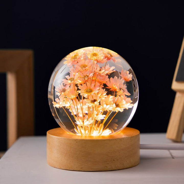 Kalsten | Crystal Ball Lamp with Eternal Flowers – Lumora