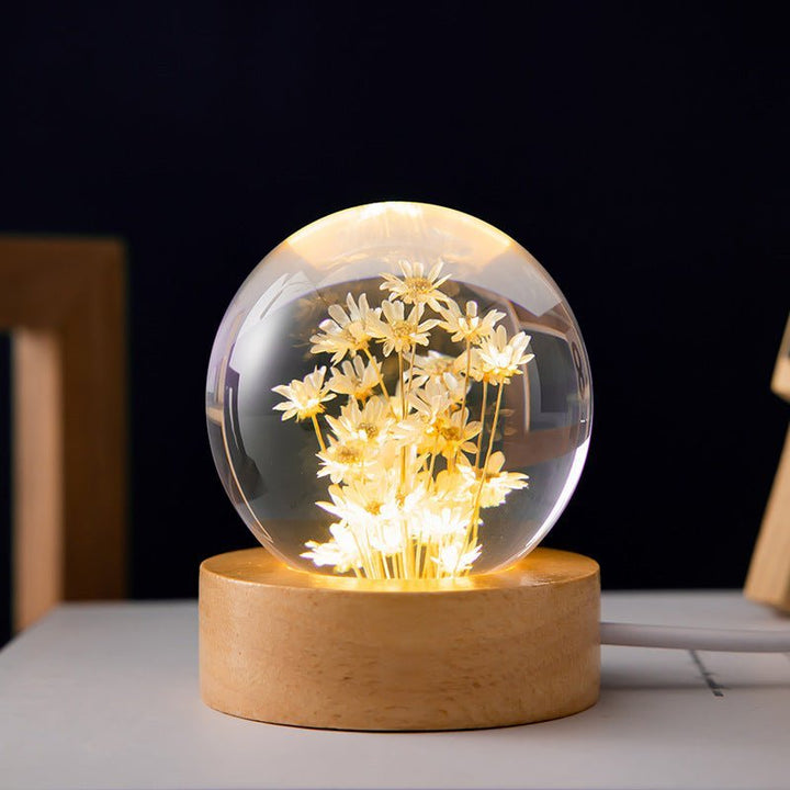 Kalsten | Crystal Ball Lamp with Eternal Flowers – Lumora