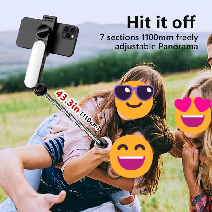 Ultra Foldable Built-In Lighting Selfie Stick Tripod | Kalsten