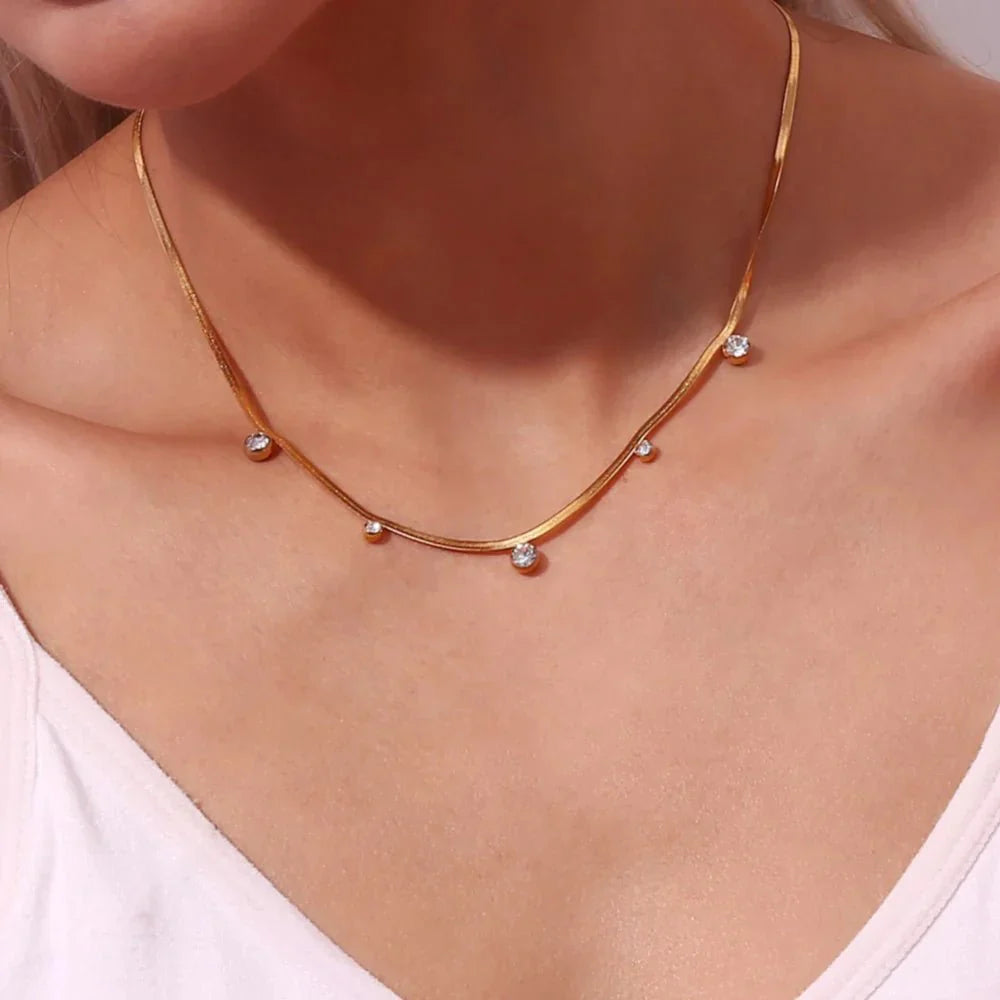 Kalsten | Dainty Diamond Herringbone Choker Necklace