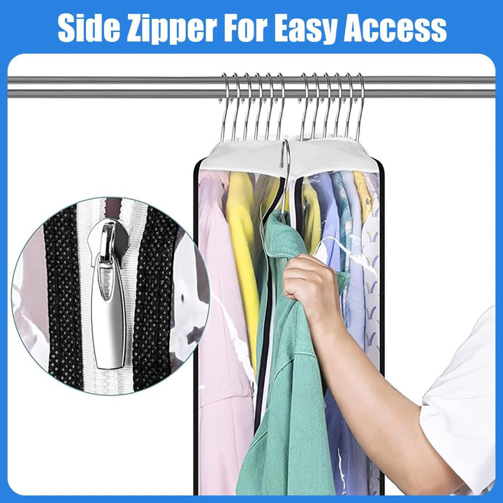 Kalsten | Clear Gusseted Garment Covers – 3-Pack Storage Bags with Side Zipper (Buy 1, Take 1 FREE)