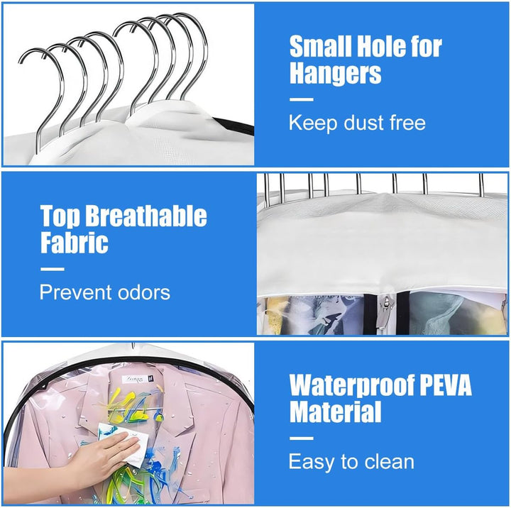 Transparent Garment Covers with Inserts – 6-Pack Side Zipper Storage Covers | Kalsten