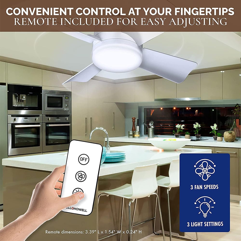 2-in-1 LED Ceiling Fan Light with Remote Control, E27/B22 Base | Kalsten