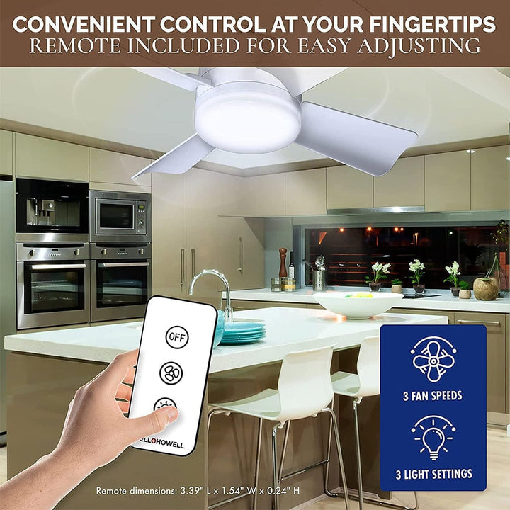 2-in-1 LED Ceiling Fan Light with Remote Control, E27/B22 Base | Kalsten