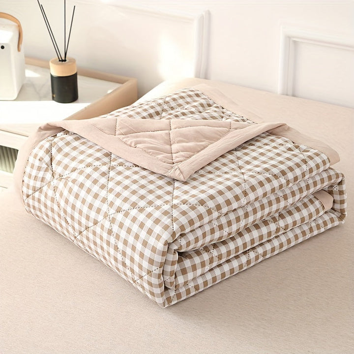 Elegant Preppy Plaid Summer Blanket for Cool Nights Kalsten