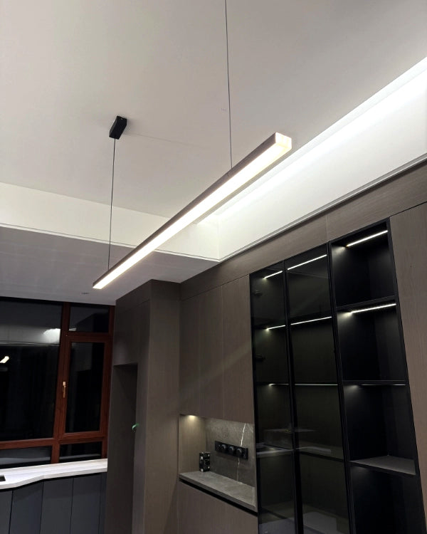 Linear Pendant Light Metal 39 in Adjustable Kitchen Island LED Warm White 3000K-6000K Modern Dining Room Hanging Lamp | Kalsten