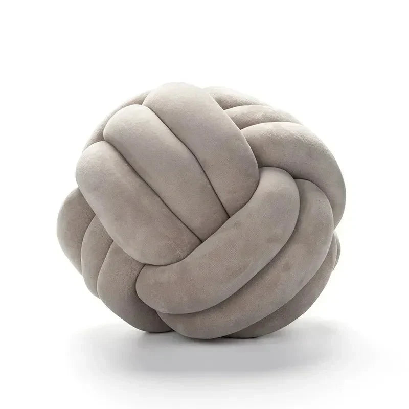 Kalsten | Decorative, soft cushion with knotted ball in suede look
