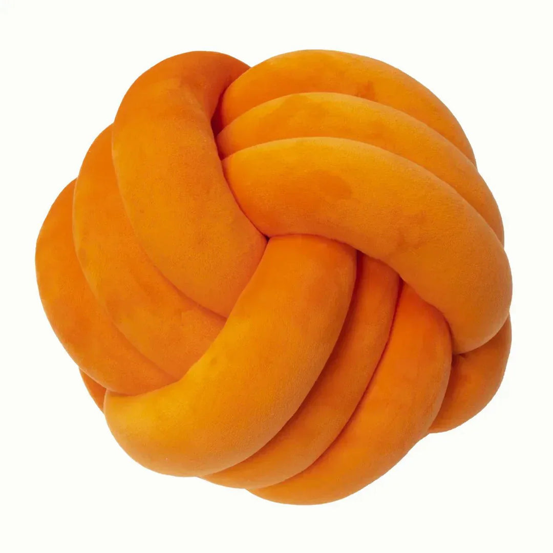 Kalsten | Decorative, soft cushion with knotted ball in suede look