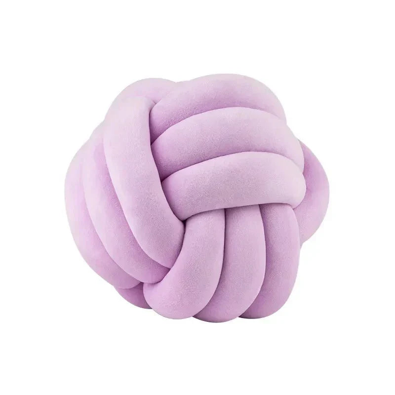 Kalsten | Decorative, soft cushion with knotted ball in suede look