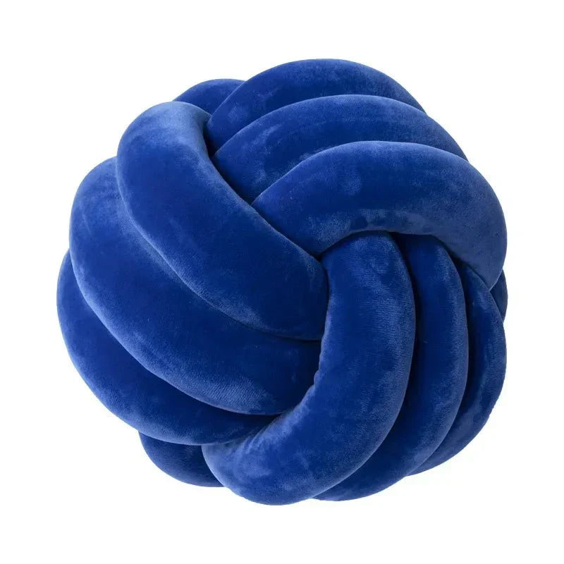 Kalsten | Decorative, soft cushion with knotted ball in suede look