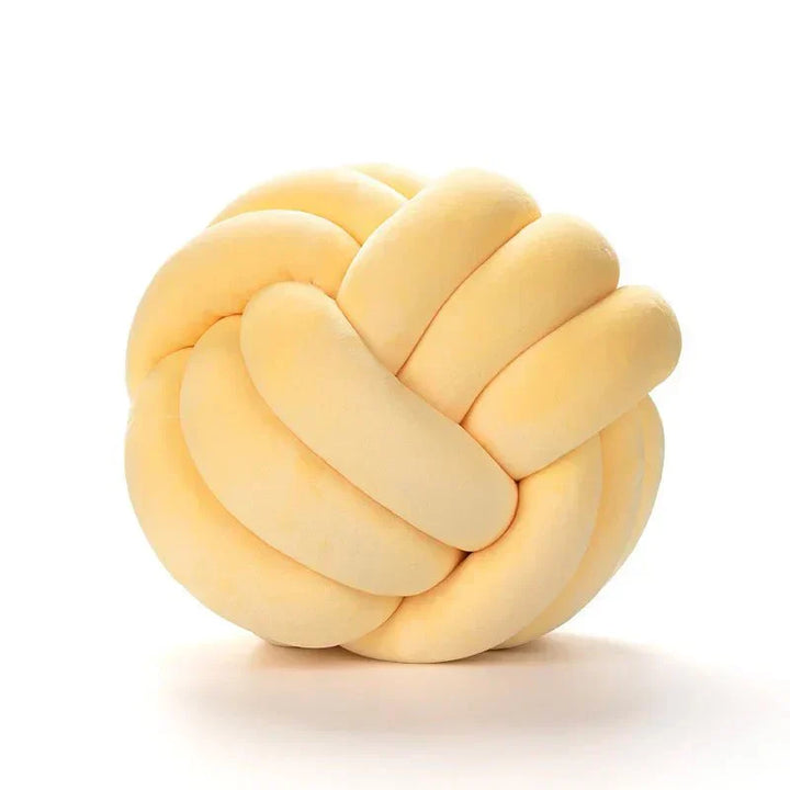 Kalsten | Decorative, soft cushion with knotted ball in suede look
