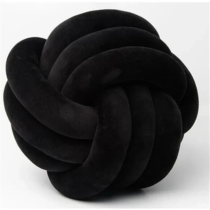 Kalsten | Decorative, soft cushion with knotted ball in suede look