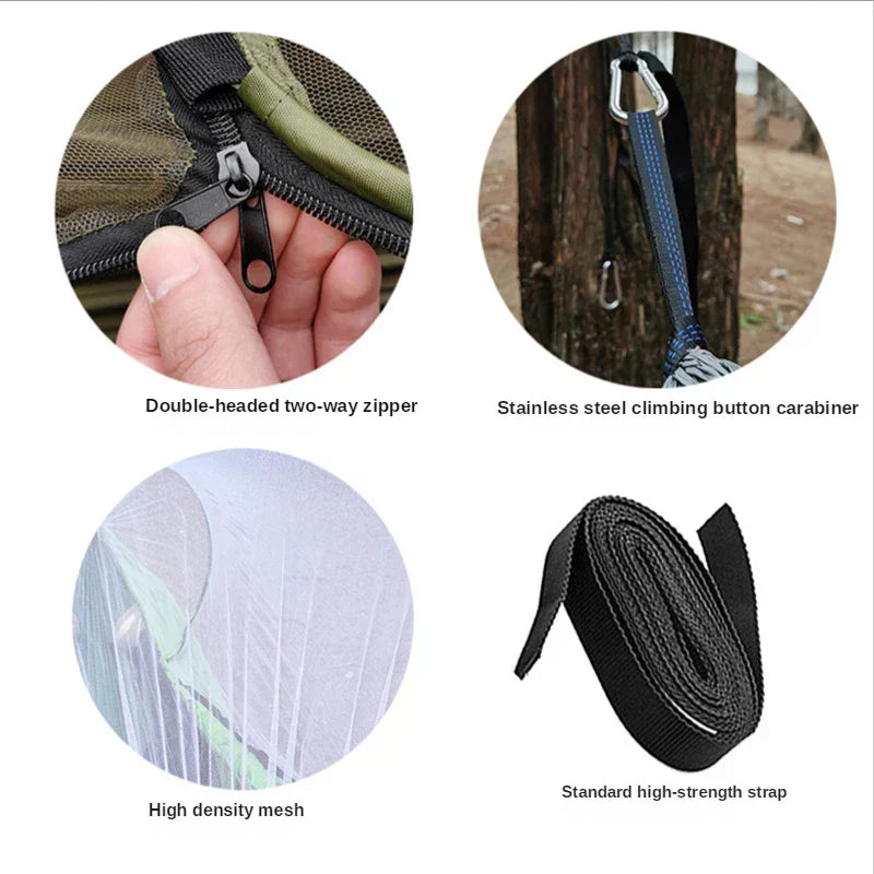 Outdoor Hammock with Mosquito Net (200kg Capacity)