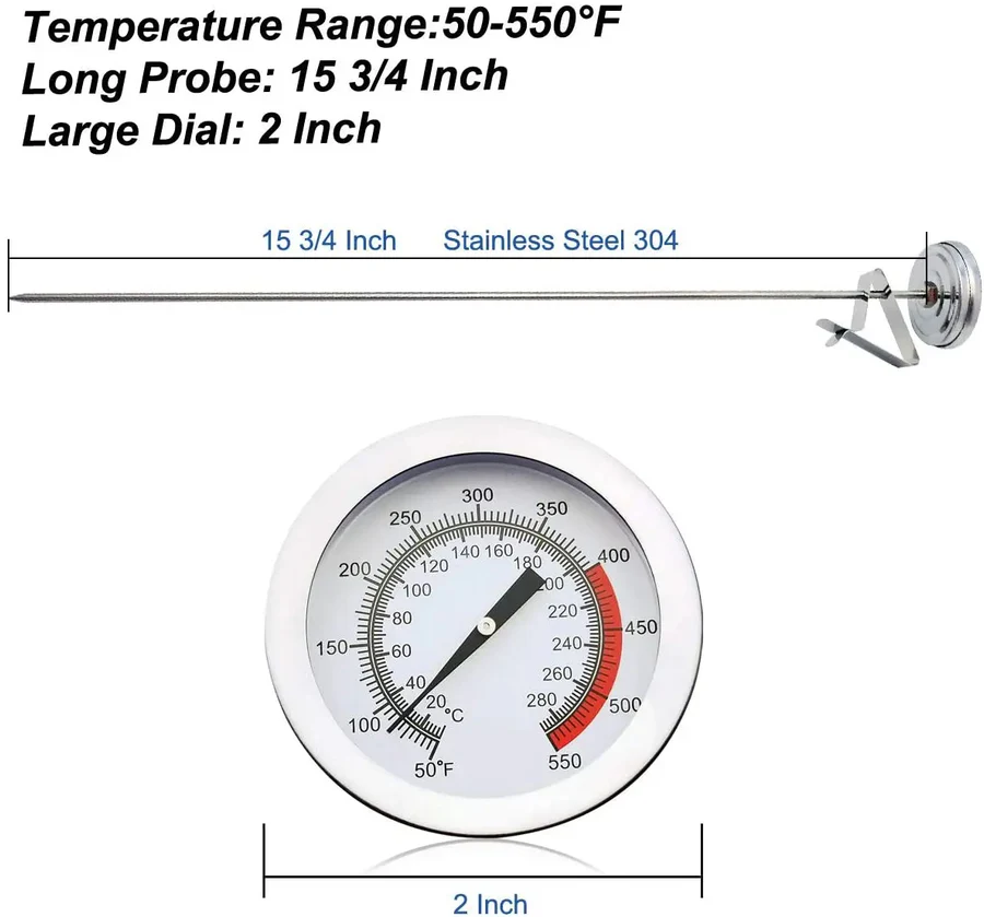 Kalsten | Stainless Steel Deep Fry Thermometer with Long Probe