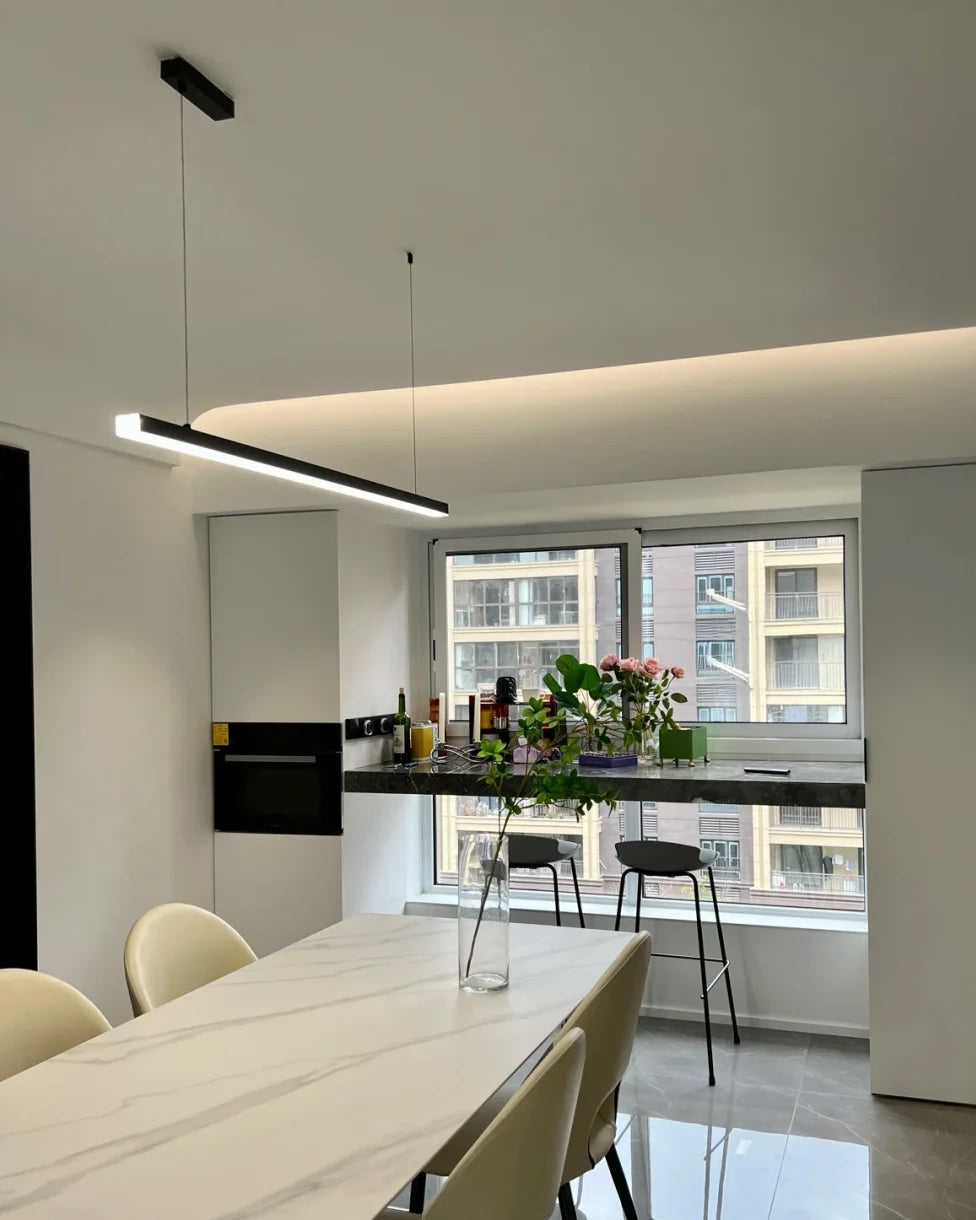 Linear Pendant Light Metal 39 in Adjustable Kitchen Island LED Warm White 3000K-6000K Modern Dining Room Hanging Lamp | Kalsten