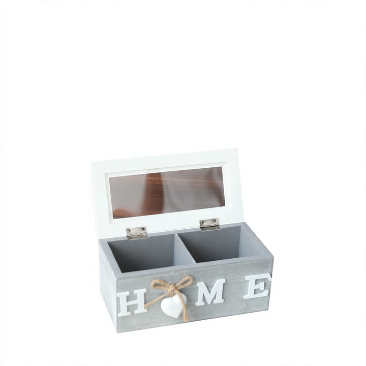 Wood storage box with compartments, modern design