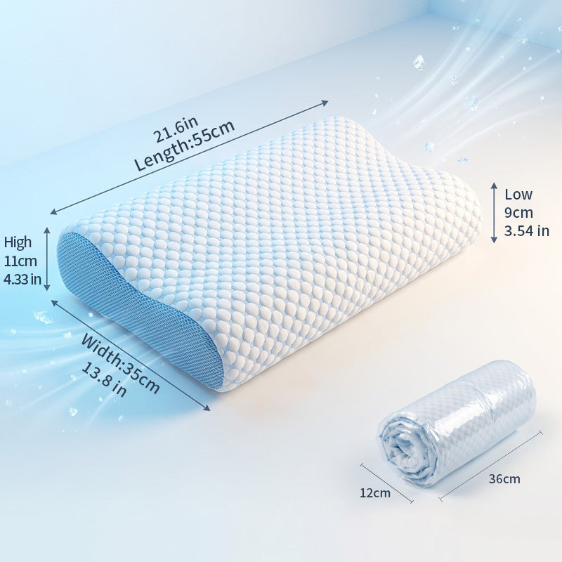 Flat neck pillow made of memory foam, wave profile