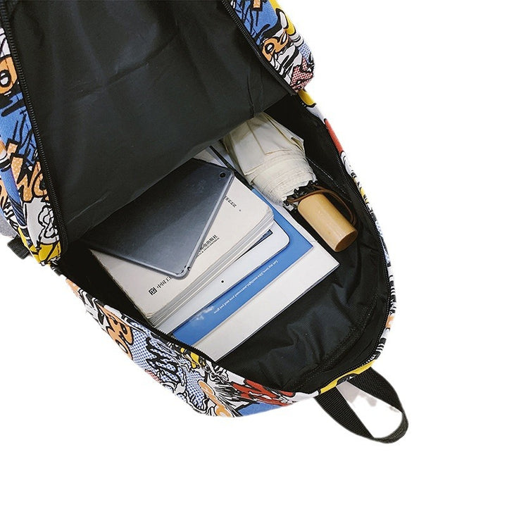 Canvas backpack with lettering design, under 20 L
