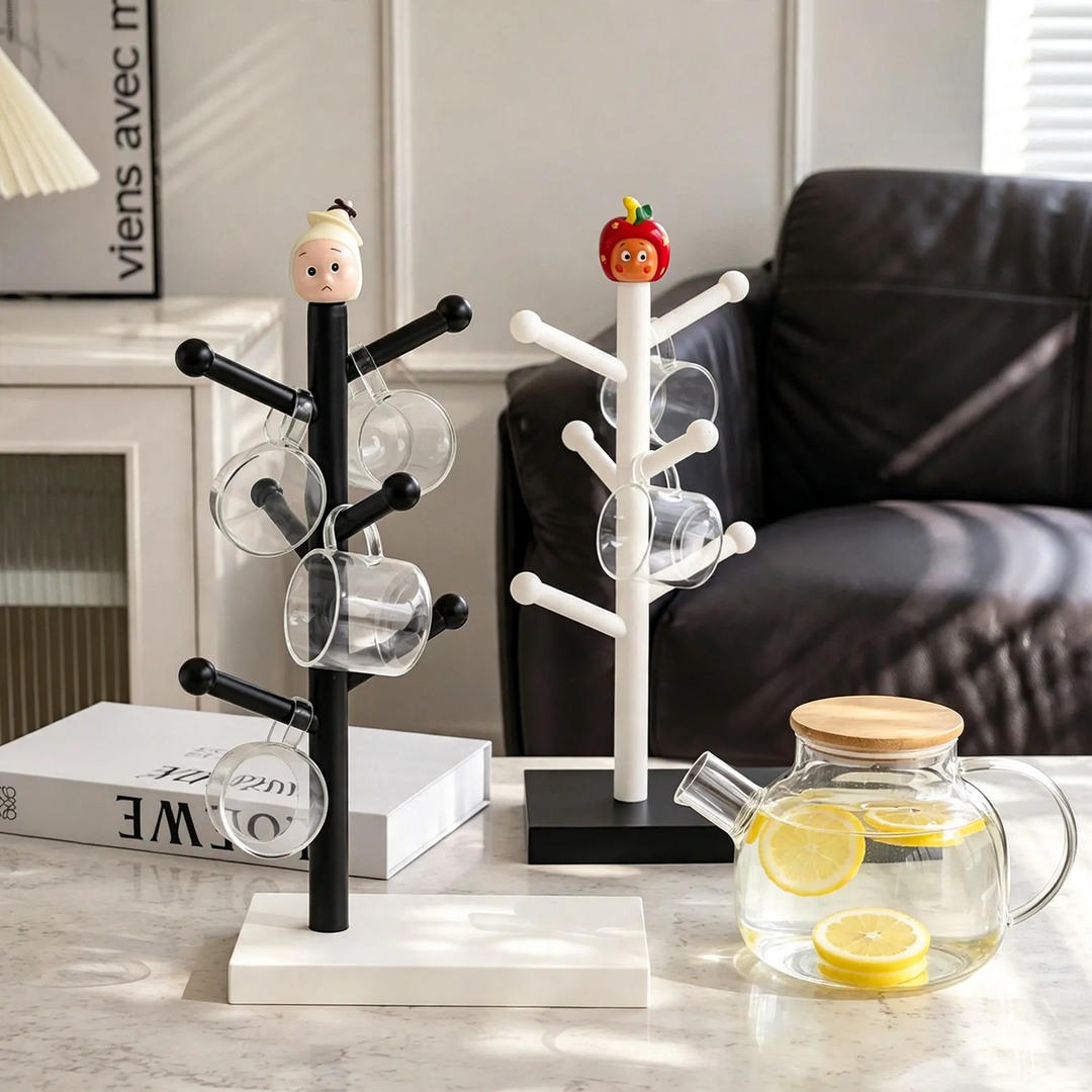 Apple figure cup holder with drip tray