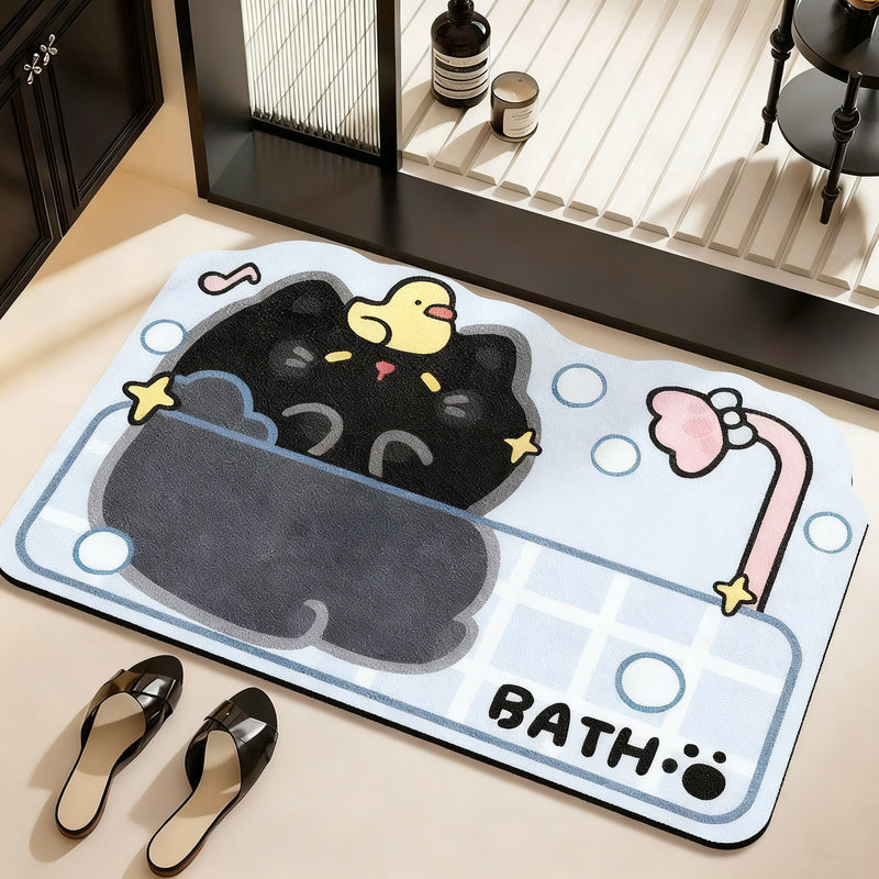 Diatomaceous earth bath mat, cat design