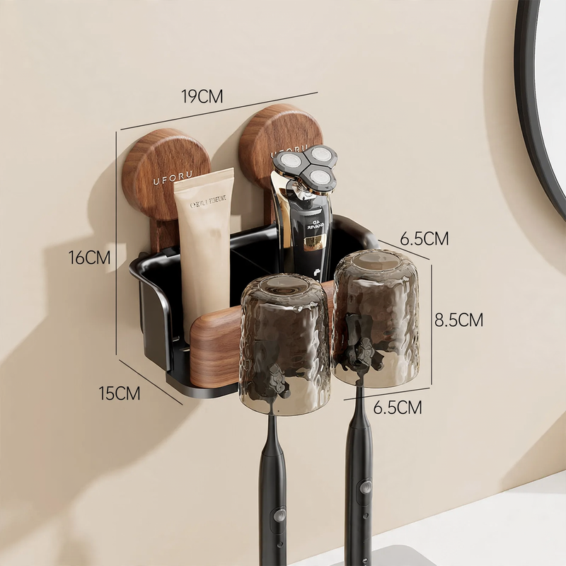 Toothbrush holder with suction cup, no drilling