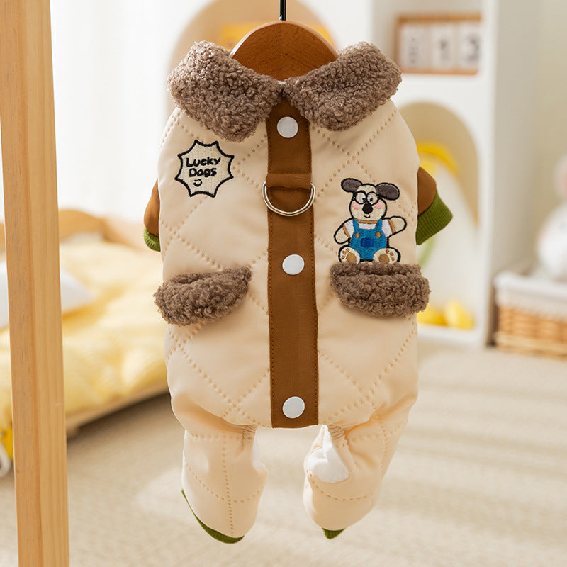 Winter jacket for small dogs with pockets and leash
