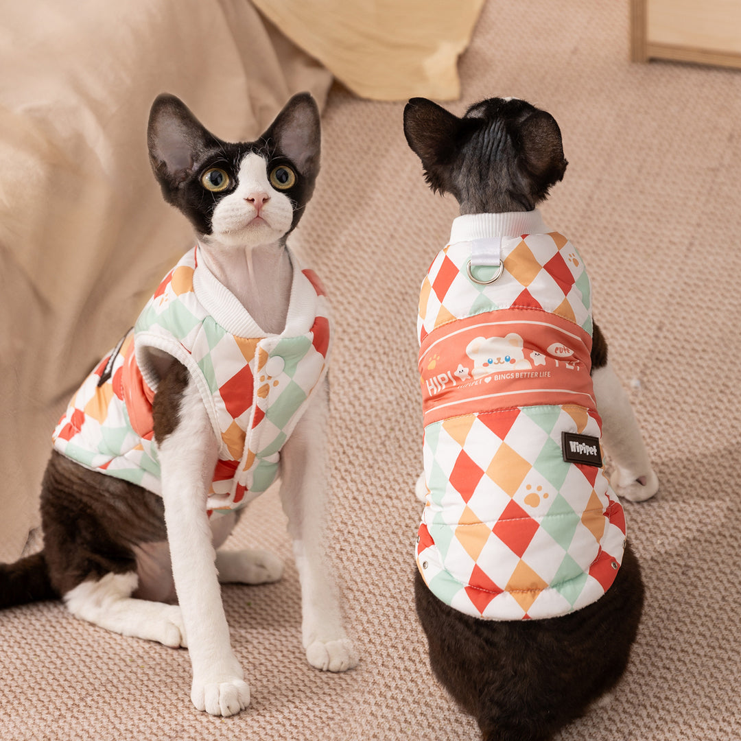 Quilted vest dress for cats and small dogs