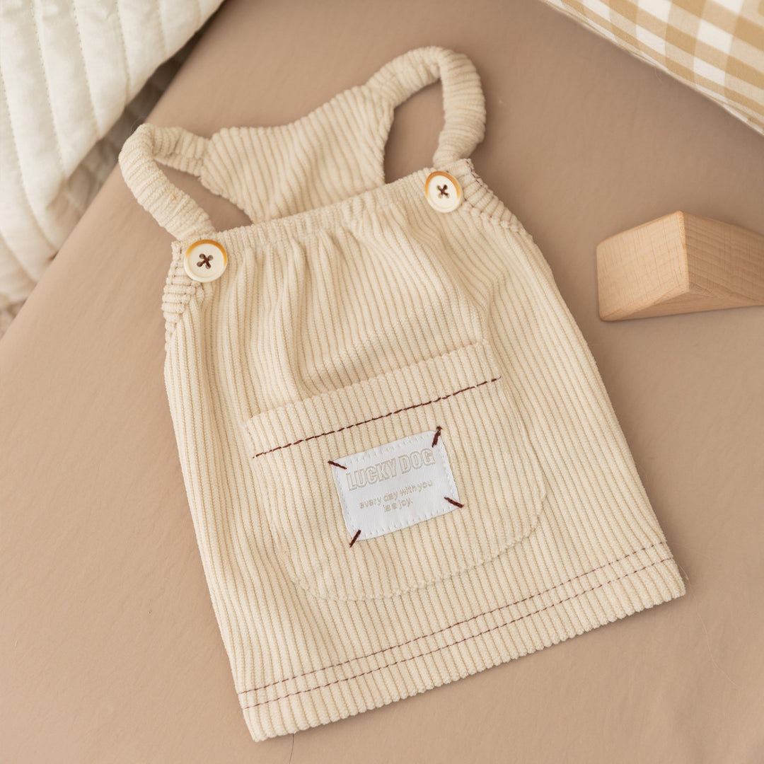 Dog carrier dress made of cord, with pocket
