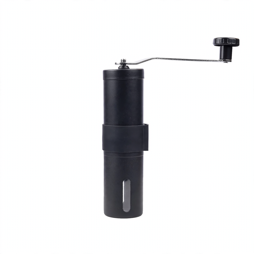 Hand-crank coffee grinder made of glass