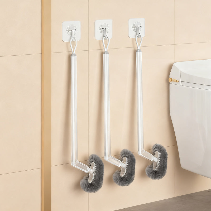 Toilet brush with long handle, wall mountable
