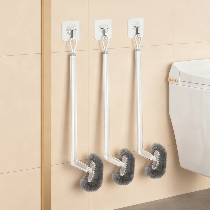 Toilet brush with long handle, wall mountable