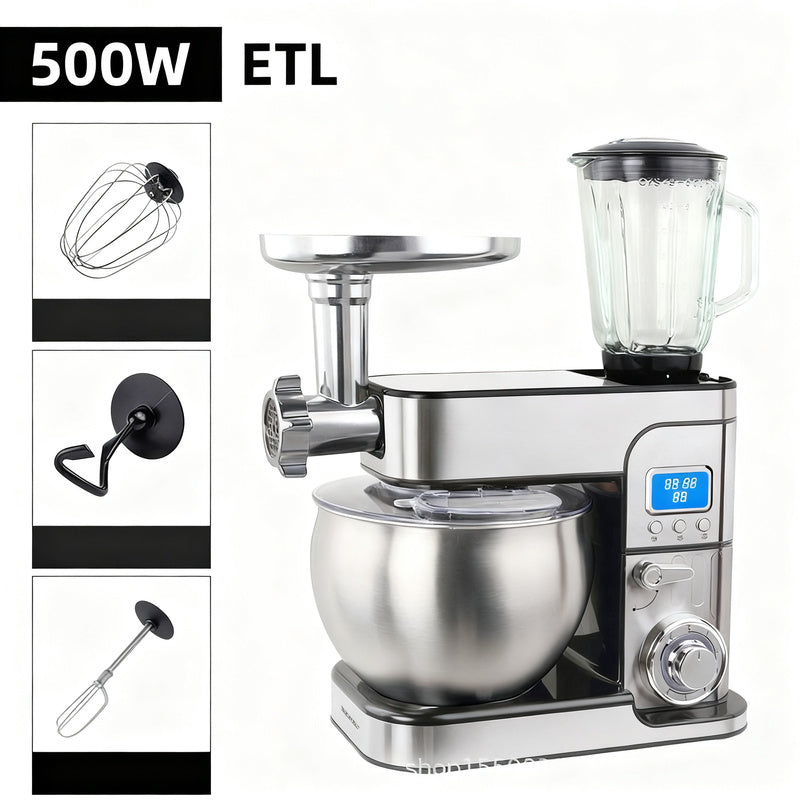 Kitchen machine 5 L, stainless steel, multiple plugs