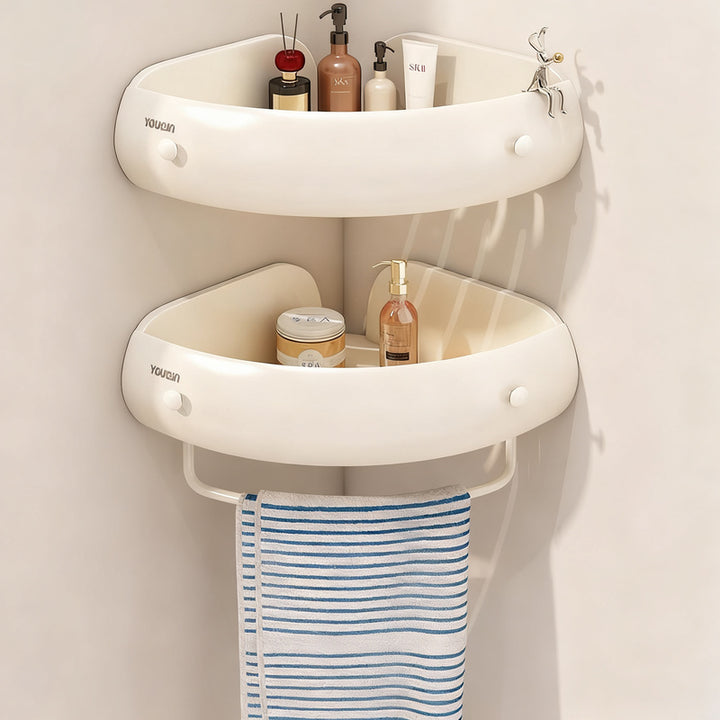 Wall shelf for bathroom, aluminum, triangular