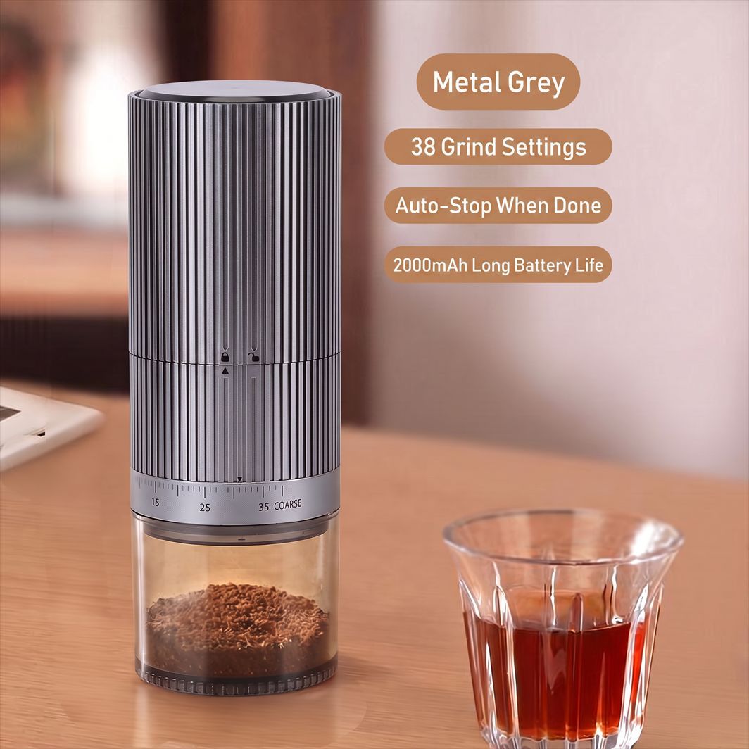Portable electric coffee grinder with battery