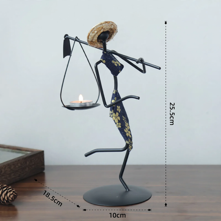 Candle holder made of iron, hand shape, vintage style