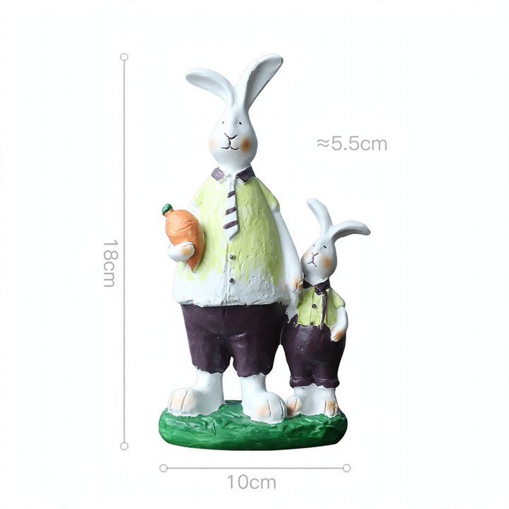 Pair of Rabbit Decorative Figurine made of Natural Resin