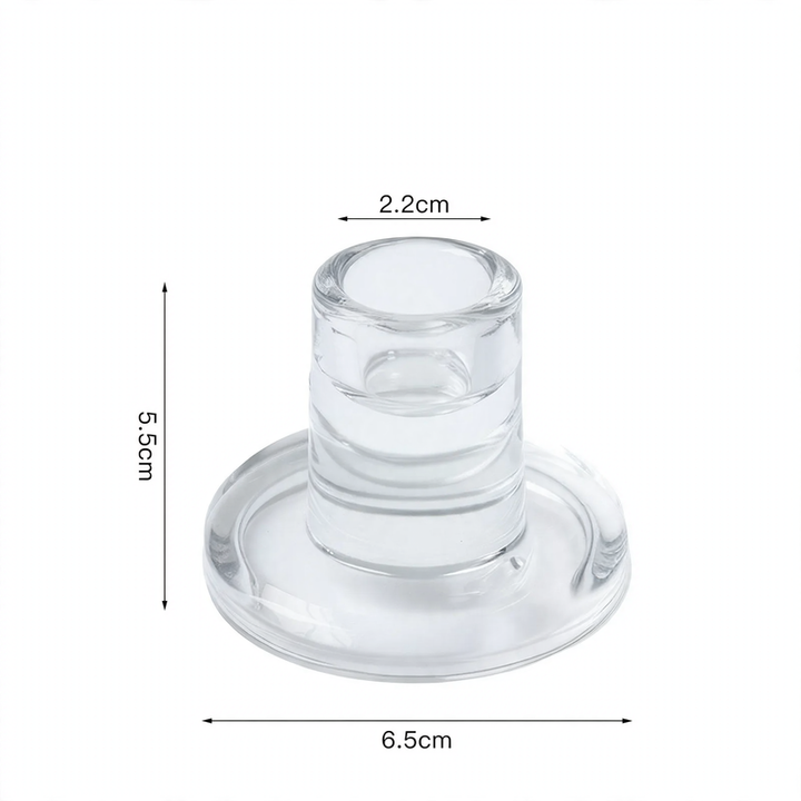 T-shaped glass candle holder, soda-lime glass