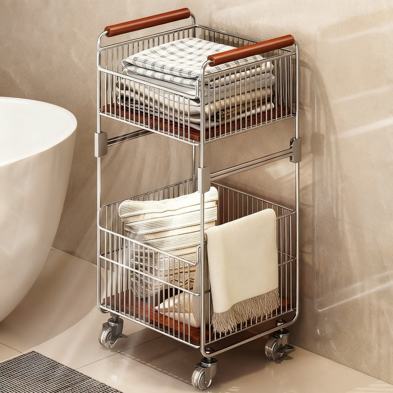 Laundry collector with wheels in vintage style