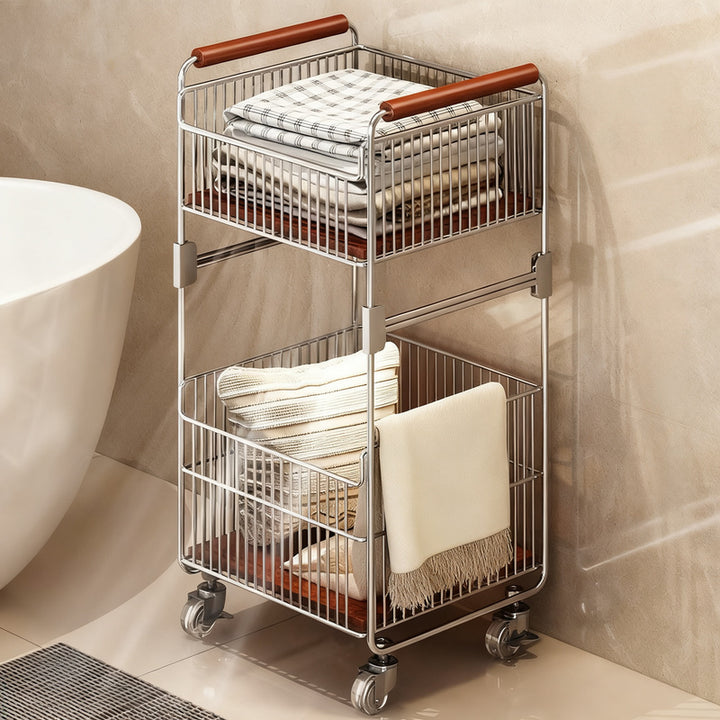 Laundry collector with wheels in vintage style