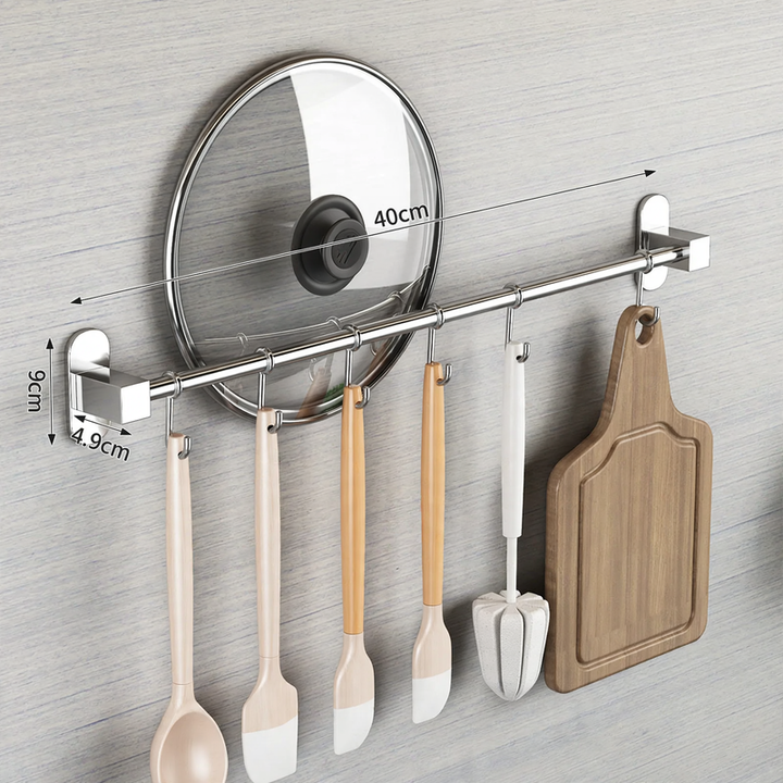Stainless steel wall hooks for the kitchen, no drilling required