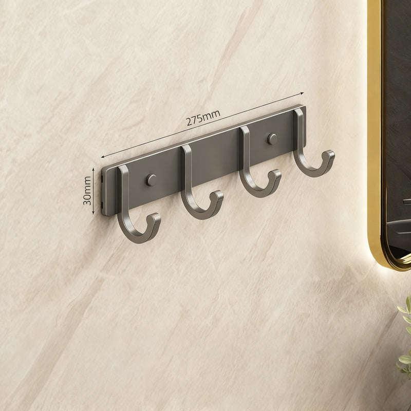Aluminium coat hooks with adhesive fixation, 3–8 rows