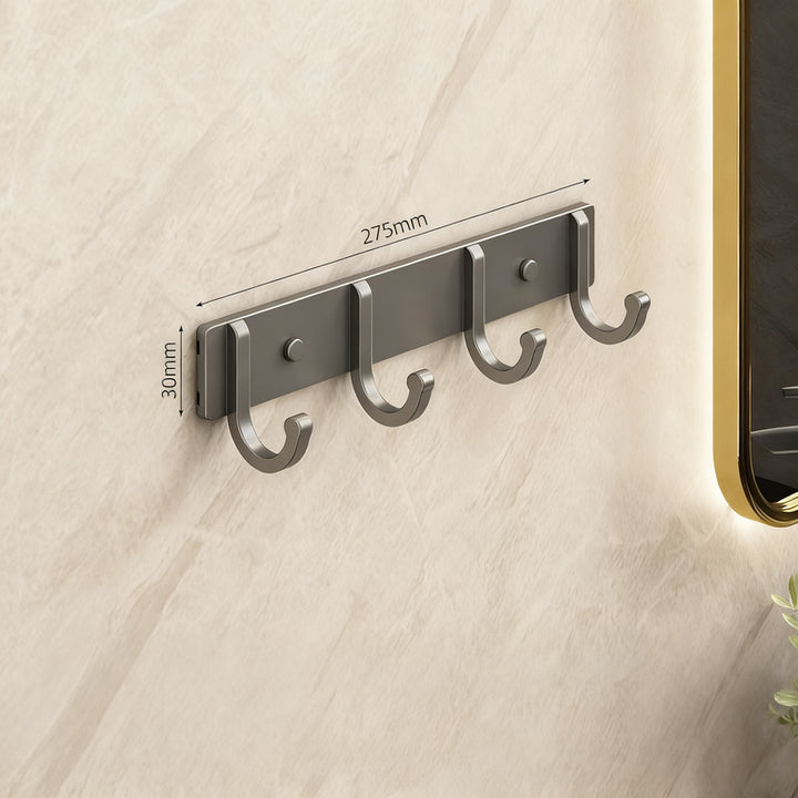 Aluminium coat hooks with adhesive fixation, 3–8 rows