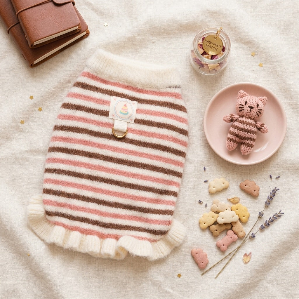 Striped knit sweater for small dogs